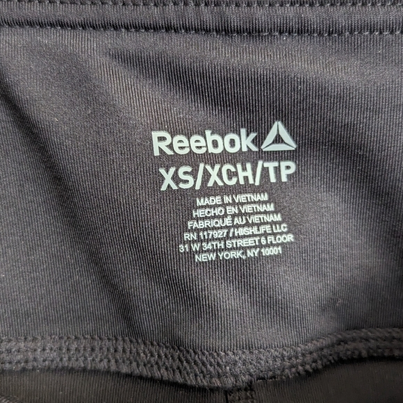 Reebok Black Gold Stretch Yoga Workout Leggings Mesh panels Size XS - Picture 3 of 6